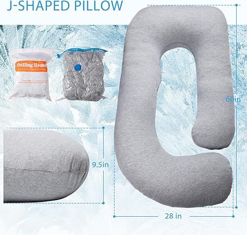 Miniatura 7 de Chilling Home Almohada de embarazo, almohada de maternidad de cuerpo completo para mujeres embarazadas, almohada cómoda en forma de U de 63 pulgadas