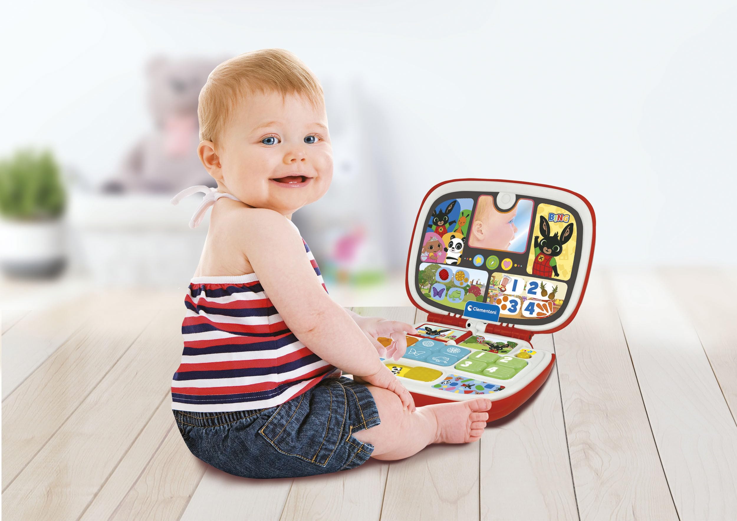 Baby Clementoni - Il Mio Primo Computer Bing, Gioco Educativo Computer Bambino 9-36 Mesi, Centro Attività Prima Infanzia, Insegna Lettere, Numeri, Note e Colori, Lingua Italiana, 17999