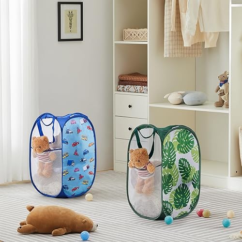 Miniatura 8 de Cesta de malla desplegable para ropa sucia con asas duraderas - Cesta plegable portátil para dormitorio, baño y viajes (paquete de 1 unidad,