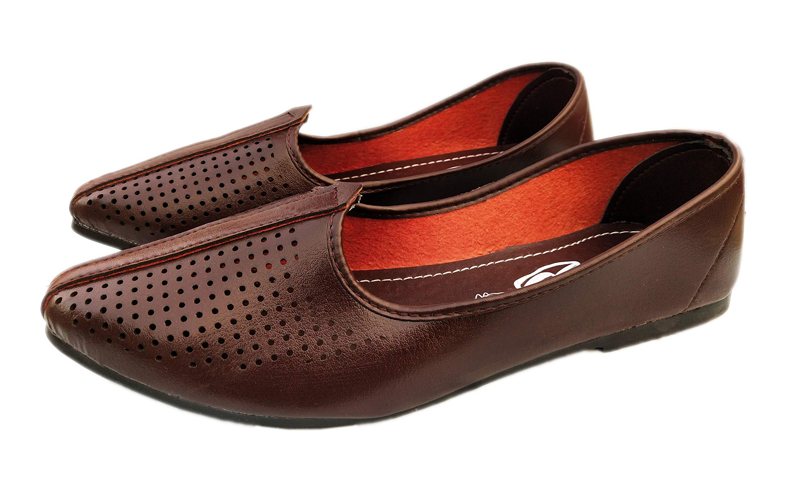 Laser Cut Net Style Men Ethnic Jutis/Mojaris (Dark Brown)-image-5