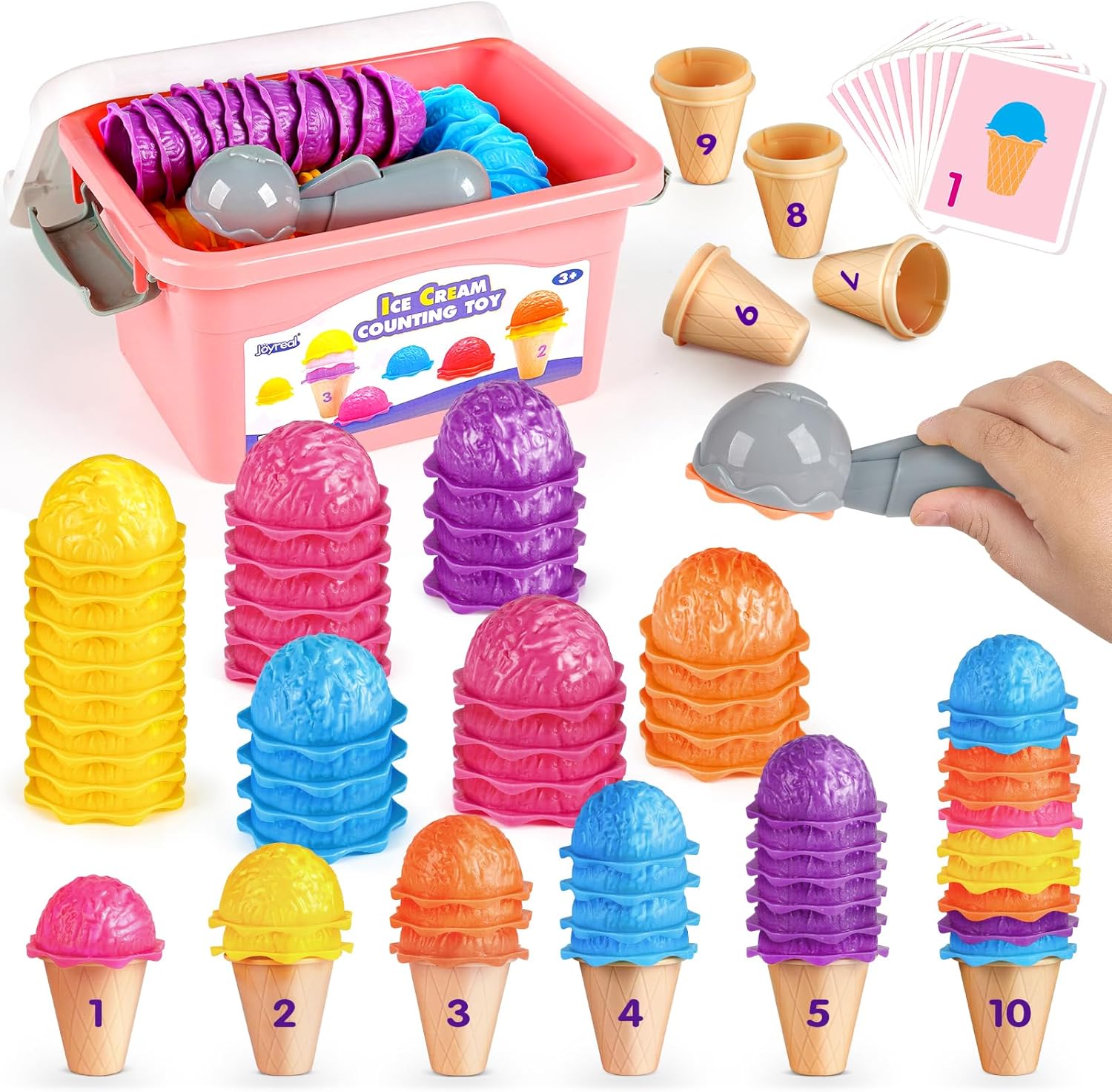 Joyreal Ice Cream Toys for Kids, Counting Sorting Stacking Ice Cream