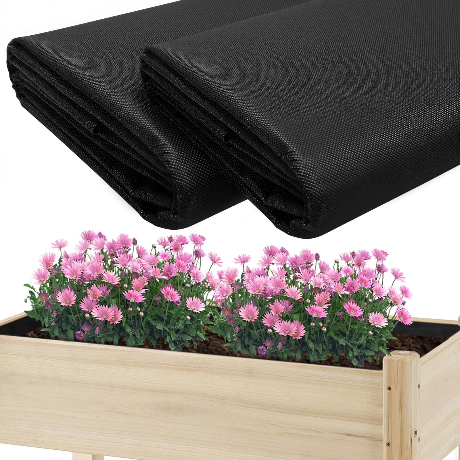 ATOWORLD 2 Pack Fabric Liner for Large Veg Trough Outdoor Raised Bed Planter Liner Non Woven Vegetable Trugs Herb Planter Liners, Heavy Duty Plant Grow Bags (160cm x 210cm)