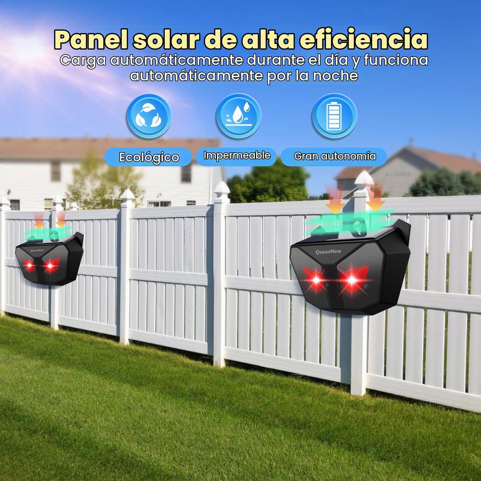 Repelente para Gatos Exteriores, Repelente Palomas Solar Silencioso Flash, Ahuyentador de Pajaros Impermeable Jardín, Repelente Gatos para Animales Nocturnos Gatos/Pájaros/Ratones, Paquete de 4