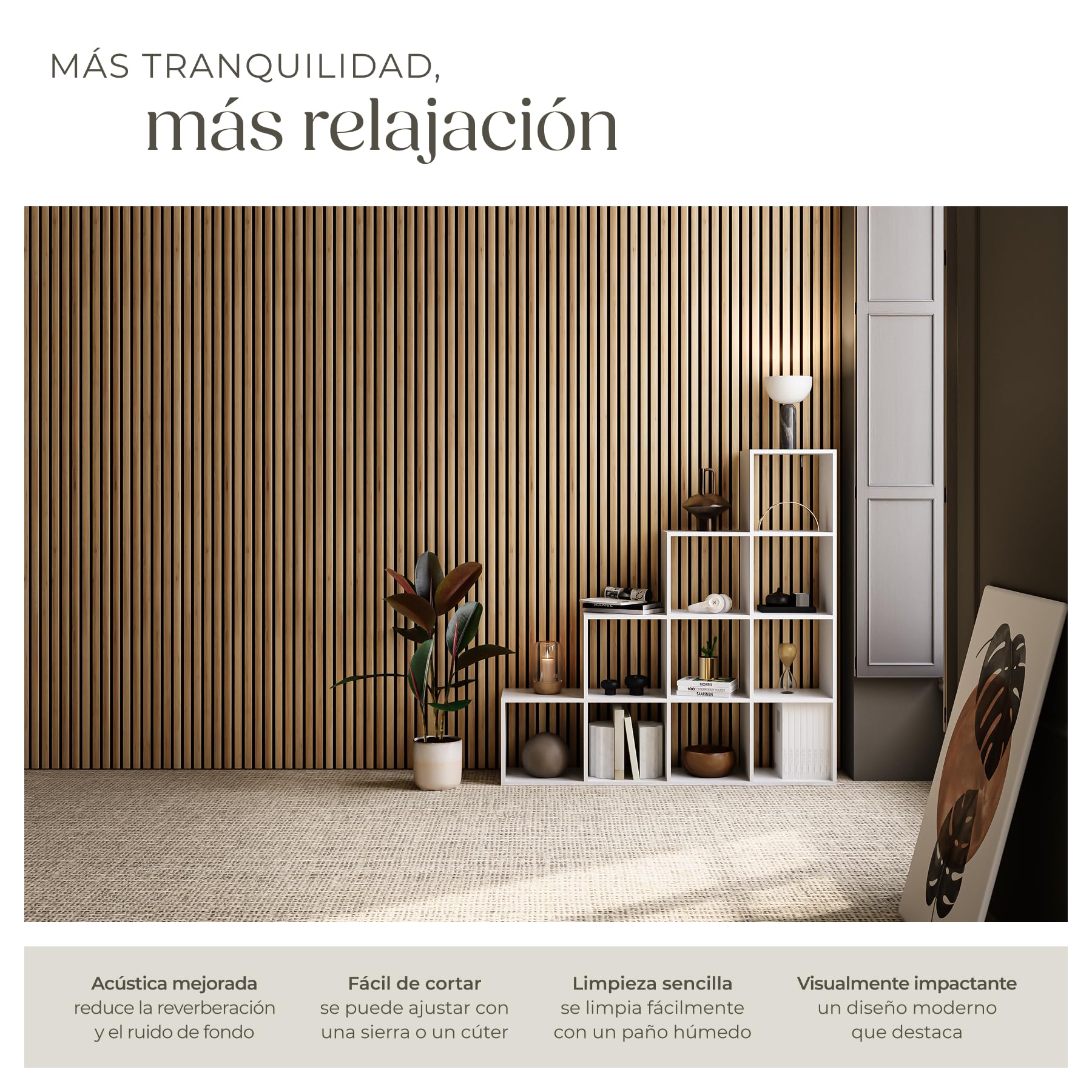 tectake® Paneles de Pared Decorativos MDF, 50 x 110 x 1,8 cm, Chapa de Madera Real, Excelente Acústica, Tejido de Fieltro y Madera, Insonorización Acústica Pared - 4 Paneles Roble