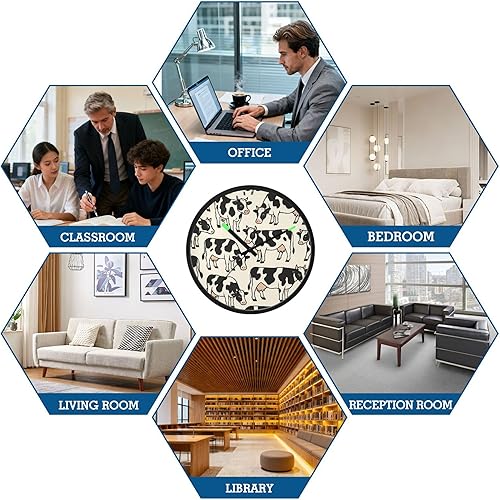 Miniatura 8 de Cows Retro 12 Inch Analog Wall Clocks Battery-Operated with Led Lights for Living Room Bedroom Kitchen Office Decor, Battery Not Included