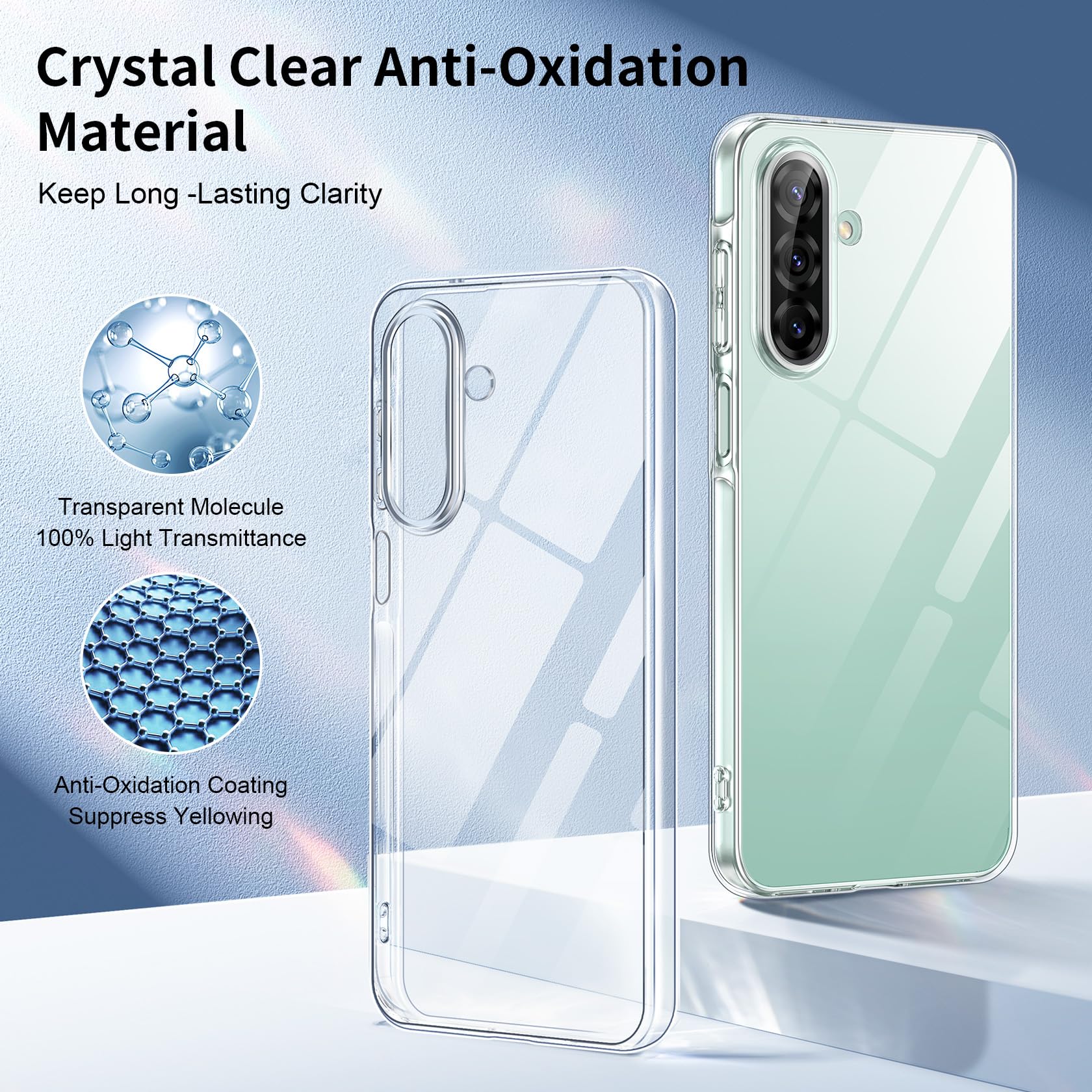 FLLAO Cover Compatibile con Samsung Galaxy A26 5G con 3 Pellicola Vetro Temperato, Custodia Trasparente Ultra Sottile Silicone TPU Morbido Case Protettivo Trasparente