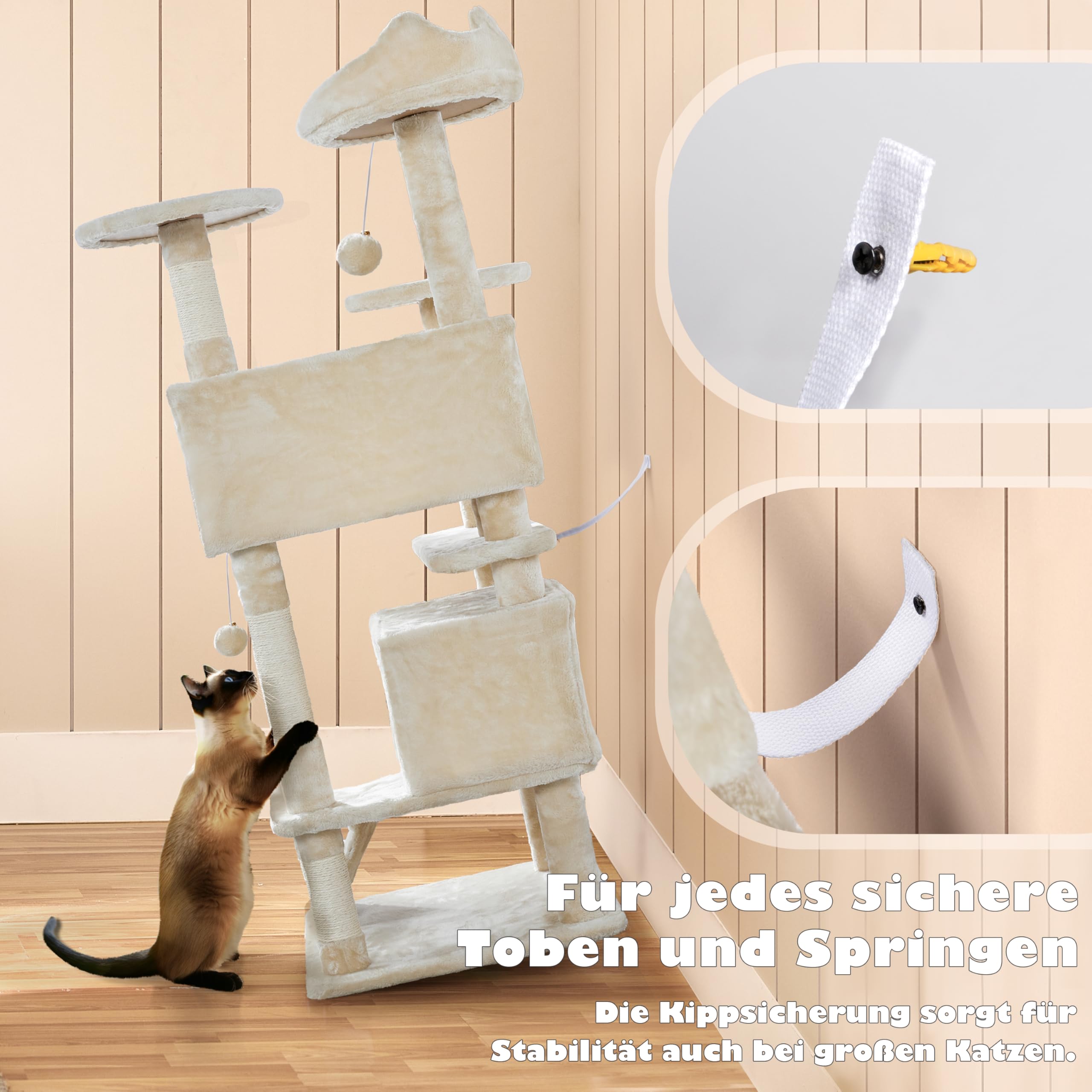 Krabpaal krabpaal klimboom Plésch kattenmeubel met kattenhol en mand