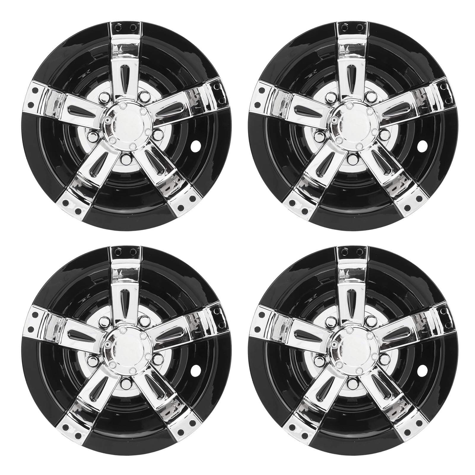 Greensen Lot de 4 Cache-moyeux de Roue de Chariot pour Pneus de 10 Pouces, Ajustement Universel pour Voiture EZGO avec Installation par Pression, Noir