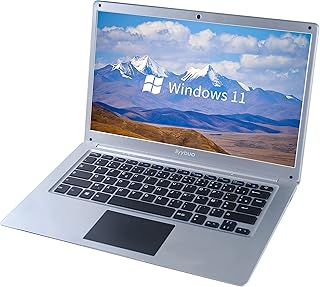 BYYBUO Laptop 14.1 inch Full HD, Intel Celeron Processor, RAM 4GB ROM 64GB SSD 128/512GB, Windows 11 PC, WIFI, USB 3.0, BT 4.0, Azerty Keyboard French (128GB) Tablets Prime