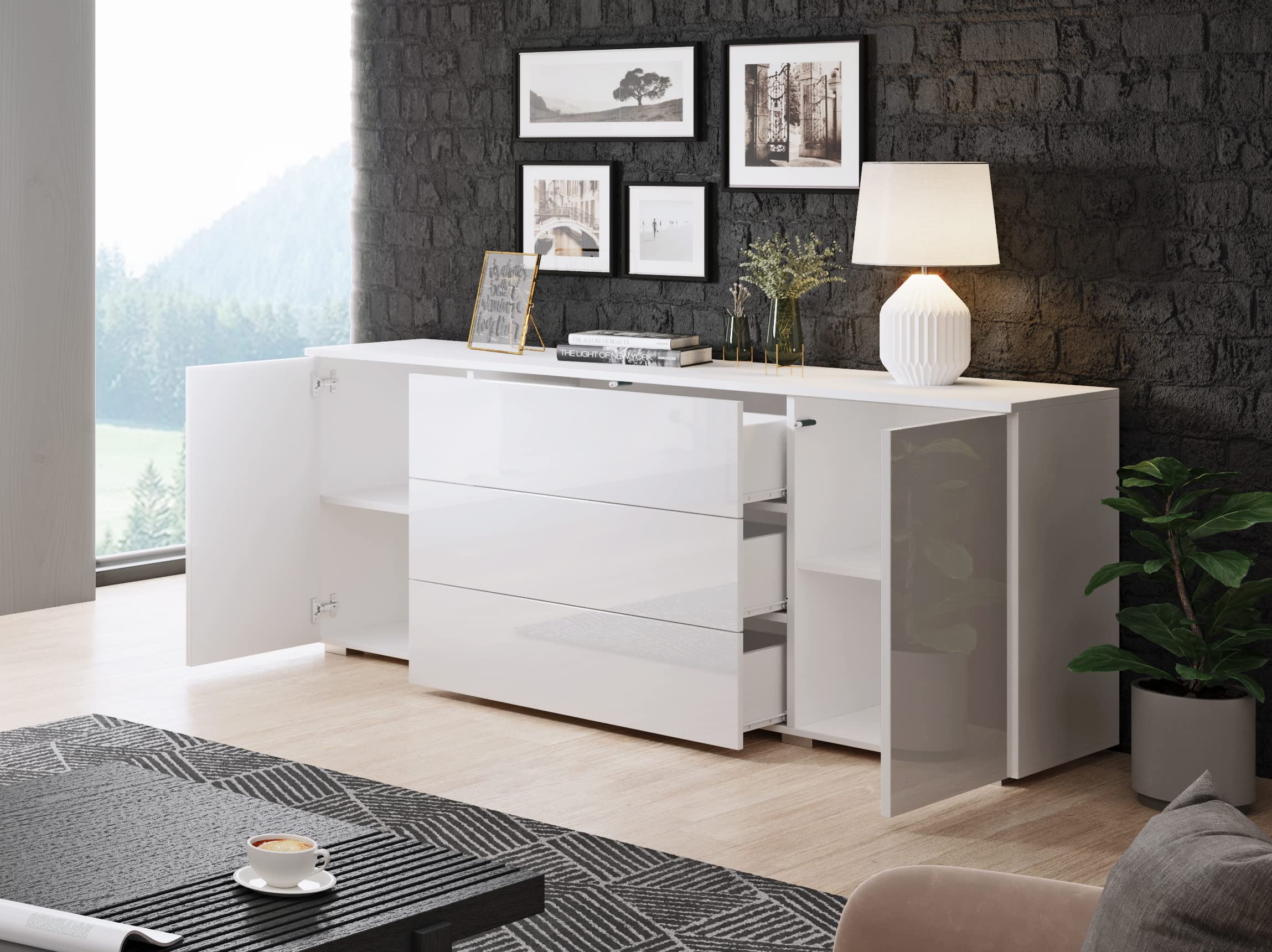 MINIO go for it - Kommode Parma Sideboard 150cm Breit mit Schubladen | Wohnzimmer Möbel, Push to Open Schubladenschrank