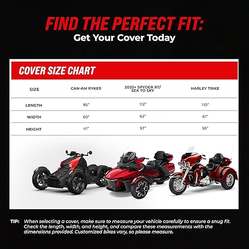 Miniatura 7 de La funda compatible con Can Am Ryker se adapta a 600, Rally, Sport, Can Am Ryker 900 Cover. Toda la protección Wx duradera impermeable Can Am Ryker