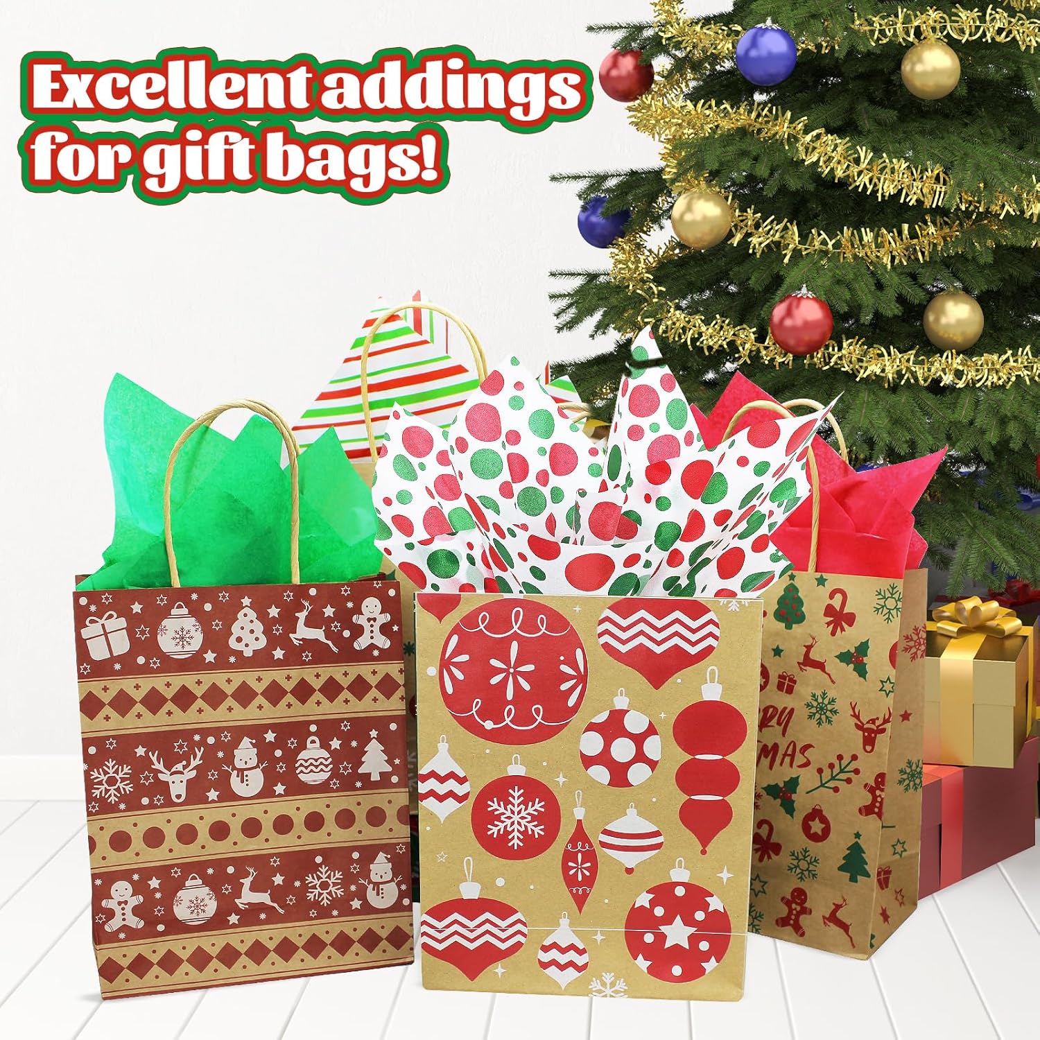 160 Sheets Christmas Tissue Paper for Gift Wrapping, Art & Craft - Assortment Holiday Tissue Paper, 20 x 20 inches