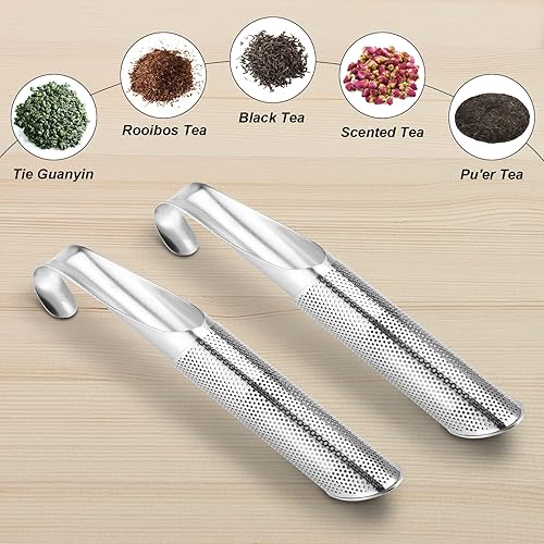 Miniatura 7 de Tea Infuser for Loose Tea, 2 PCS 304 Stainless Steel Tea Strainer, Tea Diffuser, Extra Fine Mesh Steeper to Steep Loose Leaf Tea Herbal Tea Coffee,