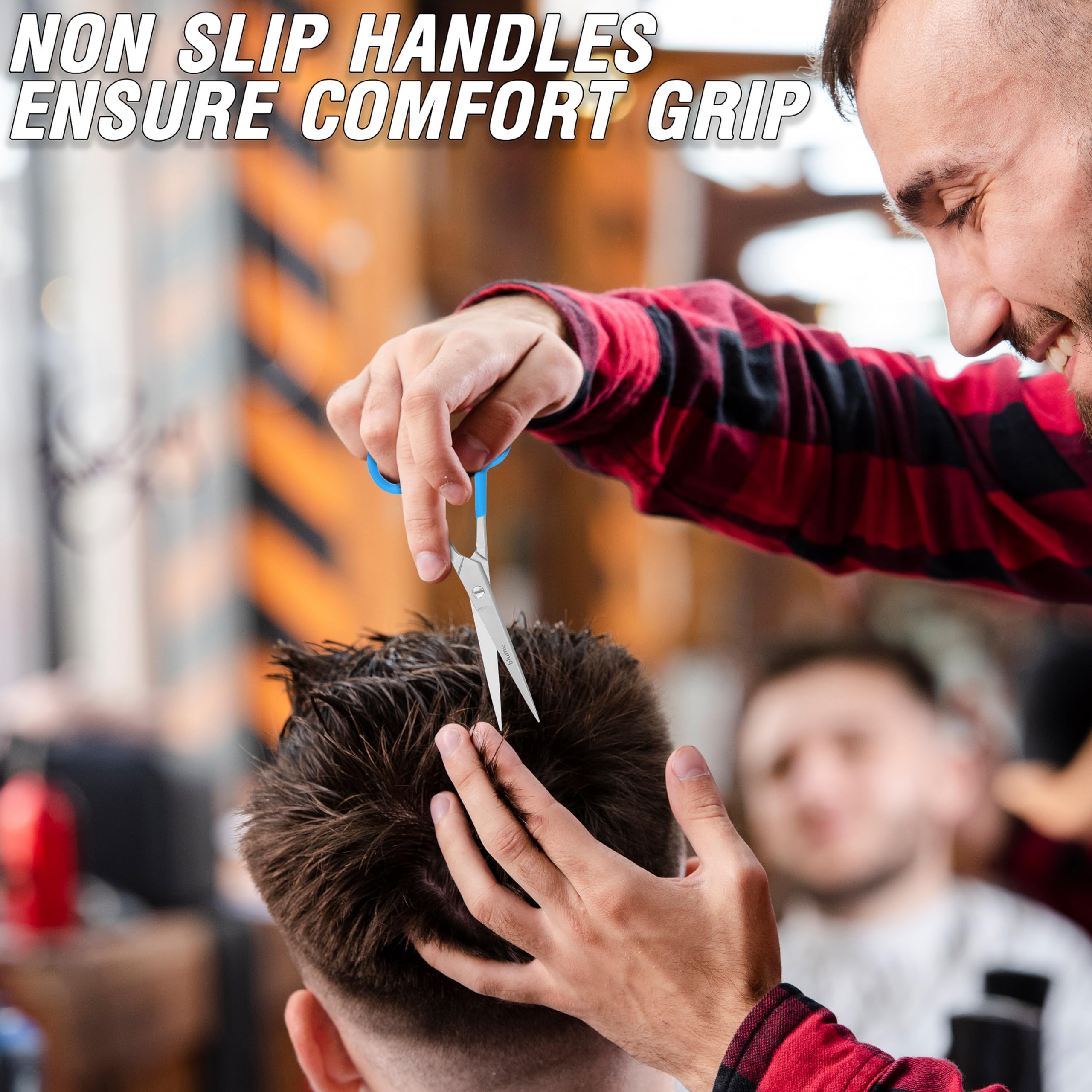 Tijeras de corte de pelo, peluquería, peluquería, peluquería, peluquería, tijeras de acero inoxidable para hombres, mujeres y niños, corte de pelo profesional, súper corte, agarre de PVC, acero