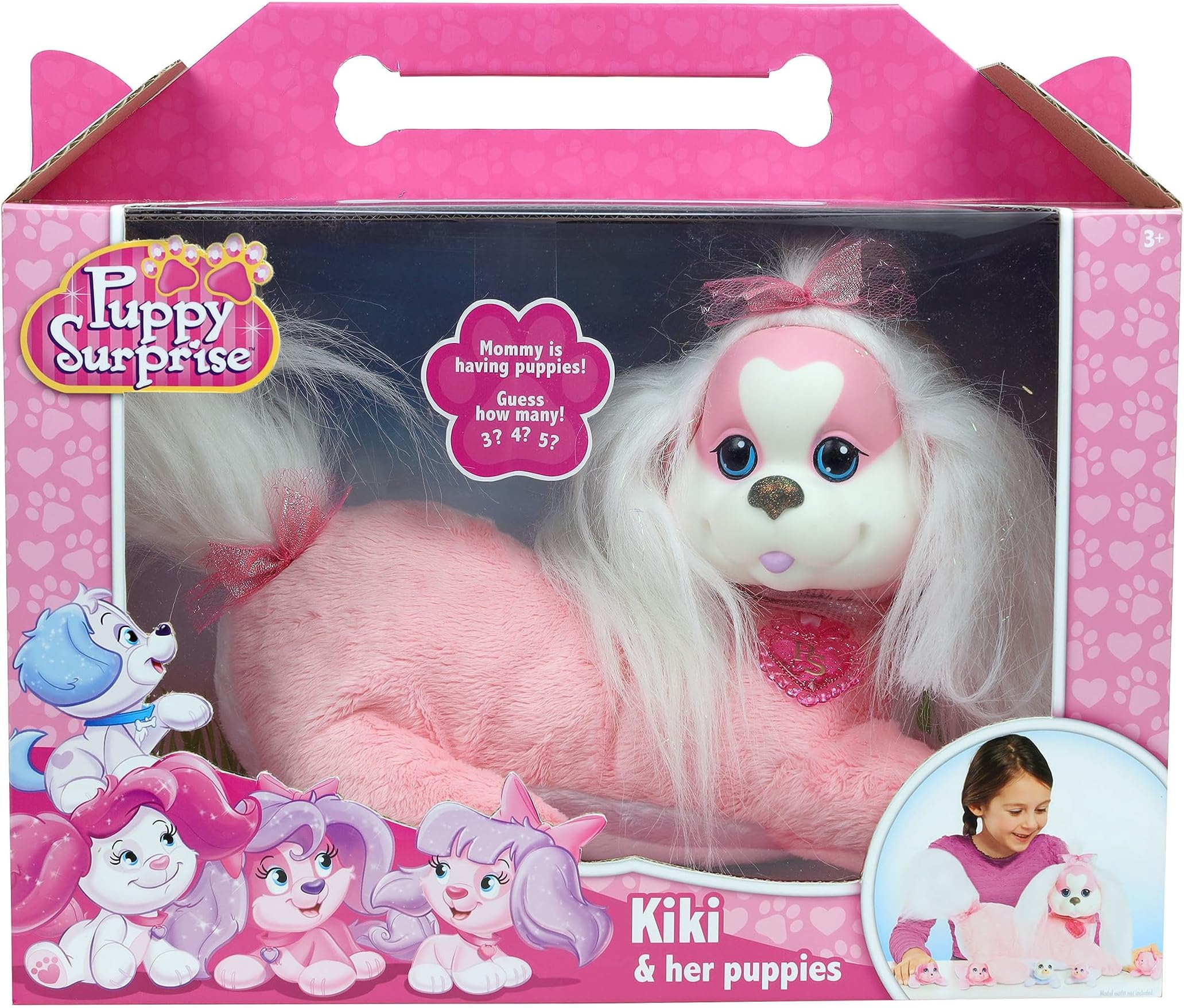 Puppy Surprise 9.5-inch Small Plush KiKi, Puppy Stuffed Animal, Plushies, Pink, Pretend Play, Kids Toys for Ages 3 Up by Just Play