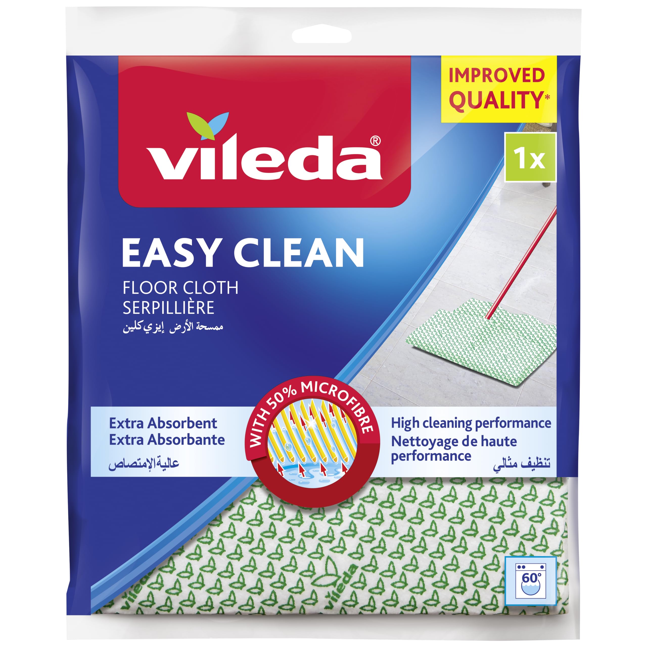 Vileda Easy Clean Floor Cloth 1 Piece With 30% Microfiber (Green)