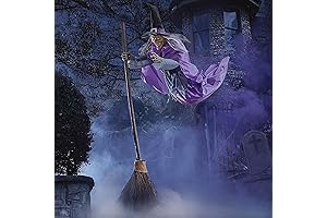 Flying Witch Halloween Decoration, 2024 Witch on Broom Decor