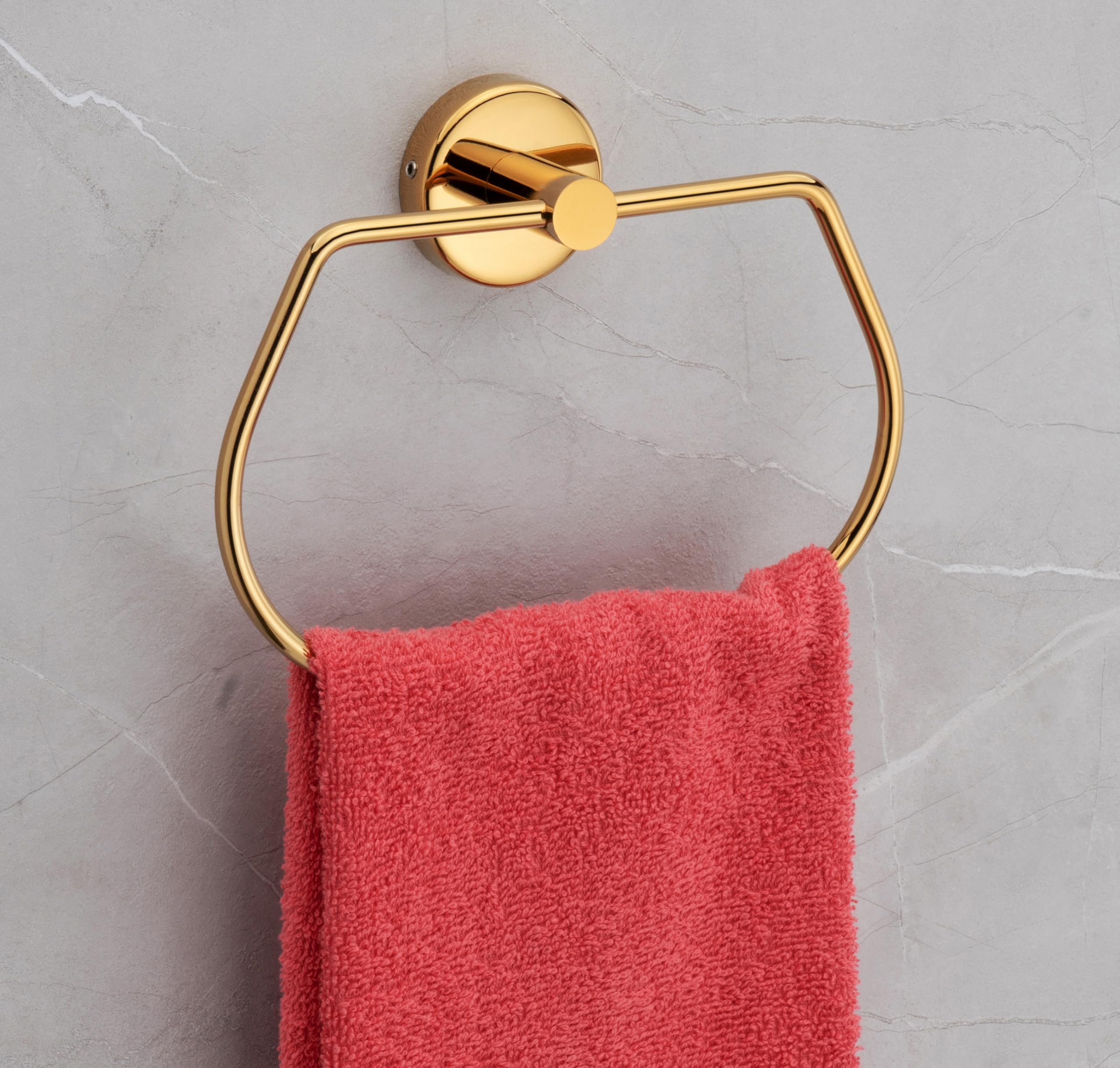 iSTAR 202 Grade Stainless Steel Round Towel Ring | Wall Mounted Bathroom Accessories | Durable Napkin Hand Towel Holder for Kitchen, Wash Basin, Home and Hotels (Gold)-image-41
