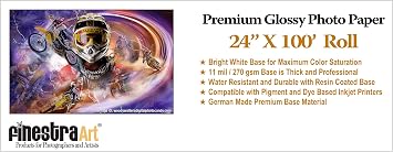 24" X 100 Premium Glossy Inkjet Photo Paper - Roll 3 INCH CORE