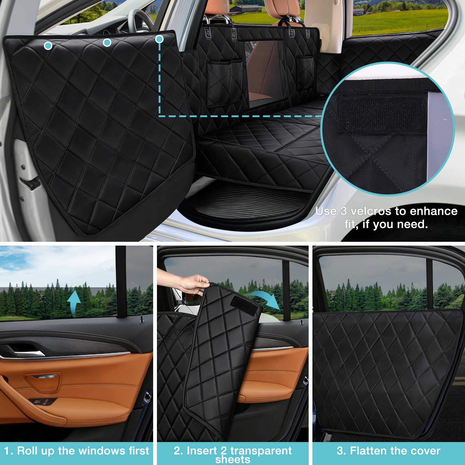 Estensore per sedile posteriore per cani, copertura per sedile auto con fondo rigido, impermeabile, amaca per sedile posteriore dell'auto, resistente, antiscivolo, durevole, con finestra in