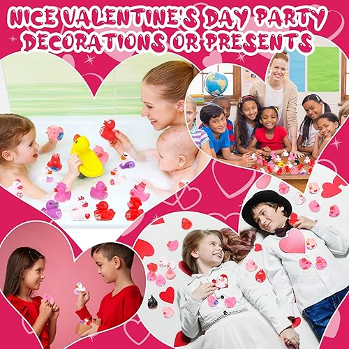 Miniatura 5 de Simgoing Patos de goma de San Valentín de 2 pulgadas a granel para el día de San Valentín pequeños patos de goma para piscina, bañera, juguetes de