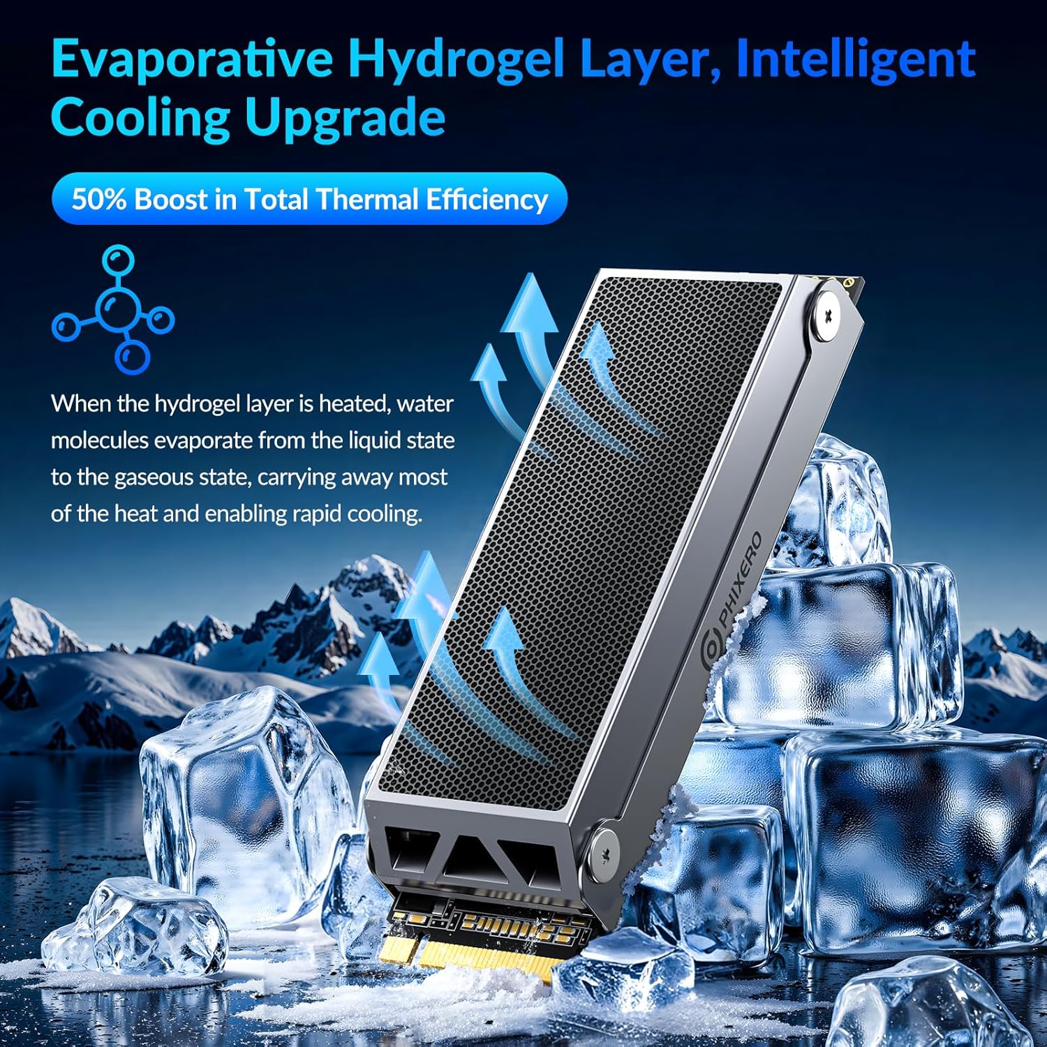 PHIXERO PSC SSD 2TB with Heatsink, Up to 7450MB/s, TLC NAND M.2 NVMe, PCIe 4.0 2280, Innovative IceArmor Cooling, Internal SSD for Desktop PC
