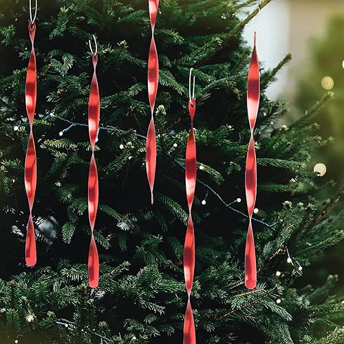 Miniatura 3 de Luxtea 24 adornos colgantes de Navidad, carámbanos de aluminio torcidos para bodas, decoraciones de árbol de vacaciones de Halloween (brillante, 9.8