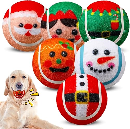 Miniatura 14 de Civaner 18 Pelotas de Tenis Chirriantes de Navidad para Perros de 2.5 Pulgadas Juguetes para Perros a Granel Pelota para Perros Pequeños Medianos