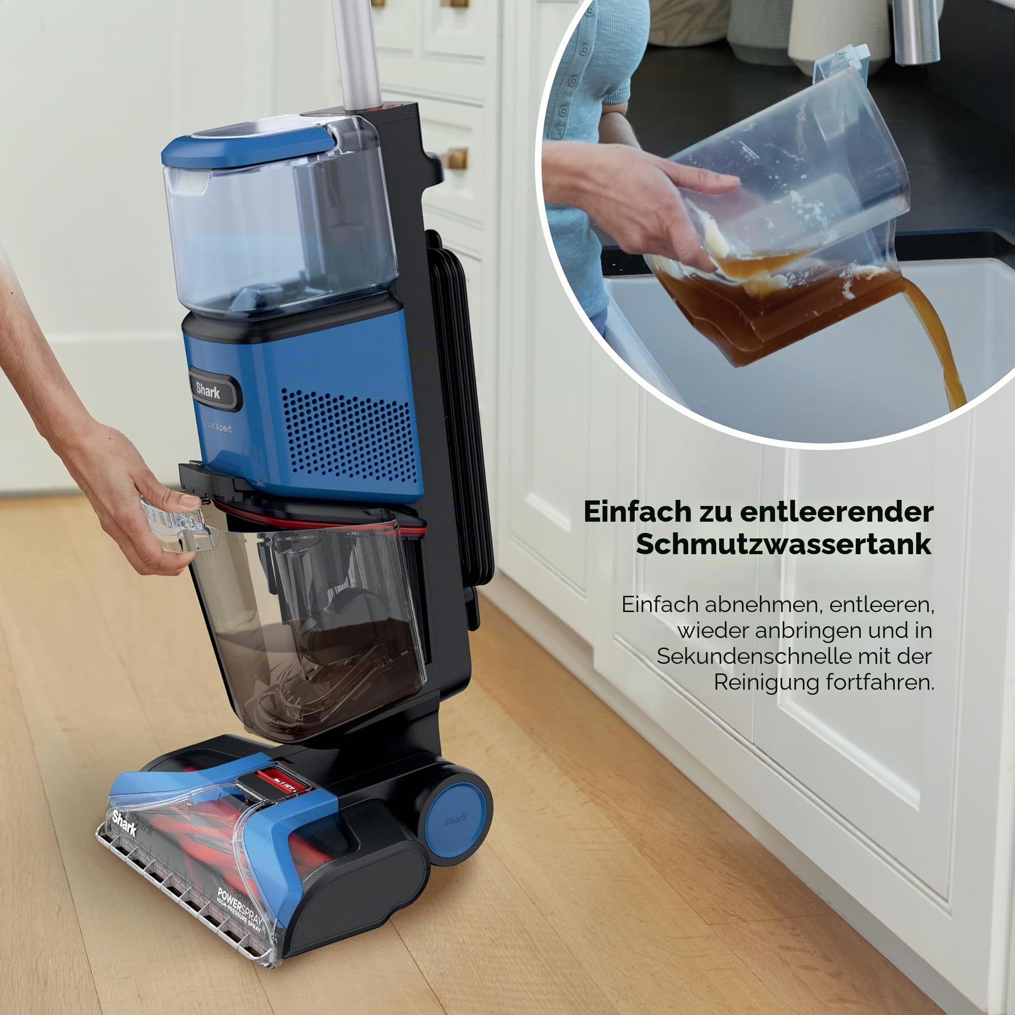 Shark CarpetXpert EX121BRN Aufrechter Teppich- und Teppichreiniger, perfekt für Haustiere, leicht und leistungsstark, Schmutz-, Ruß- und Geruchsentfernung, Teppich-Shampooer, Reinigungslösung, Blau