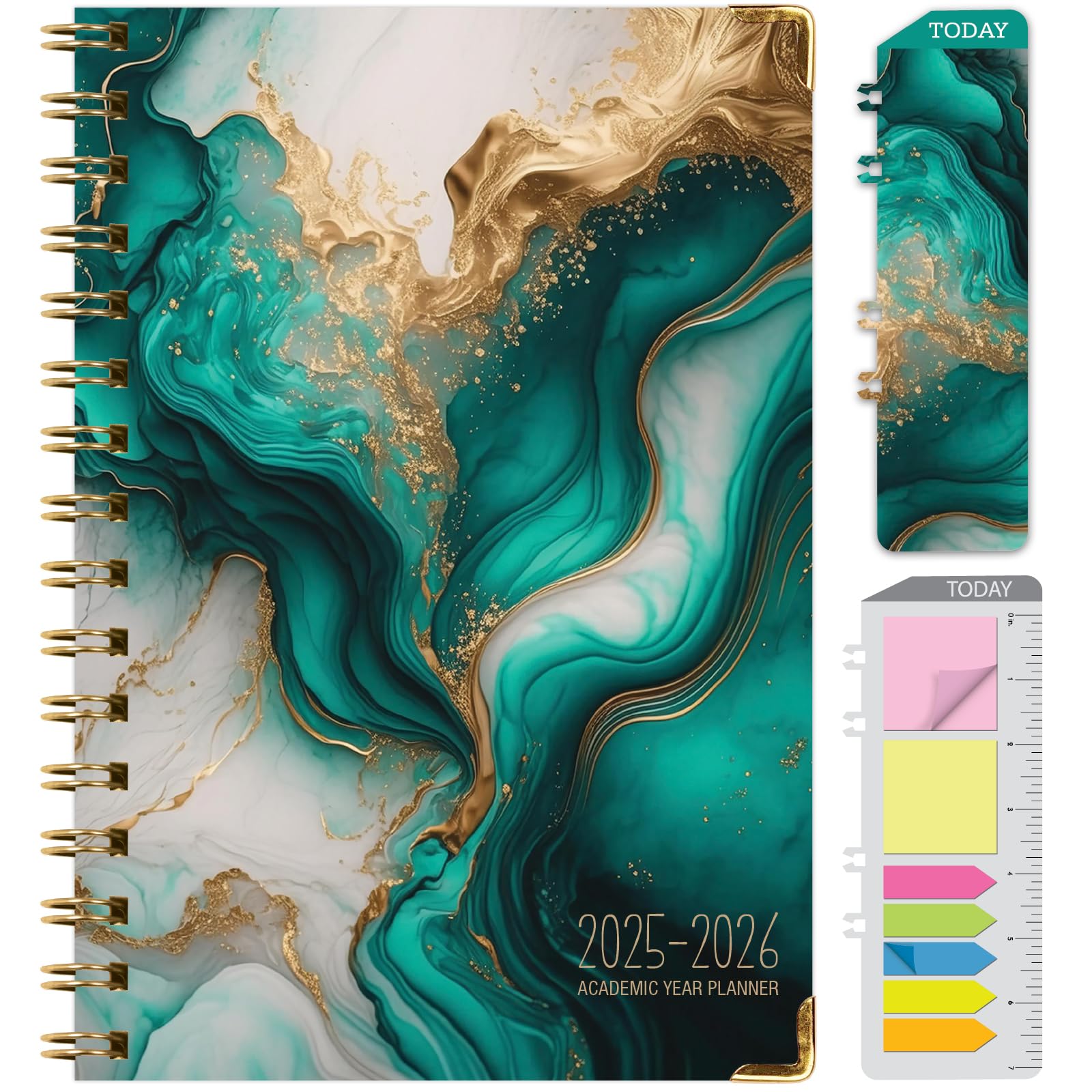 HARDCOVER Academic Year 2025-2026 Planner: (June 2025 Through July 2026) 5.5"x8" Daily Weekly Monthly Planner Yearly Agenda. Bookmark, Pocket Folder