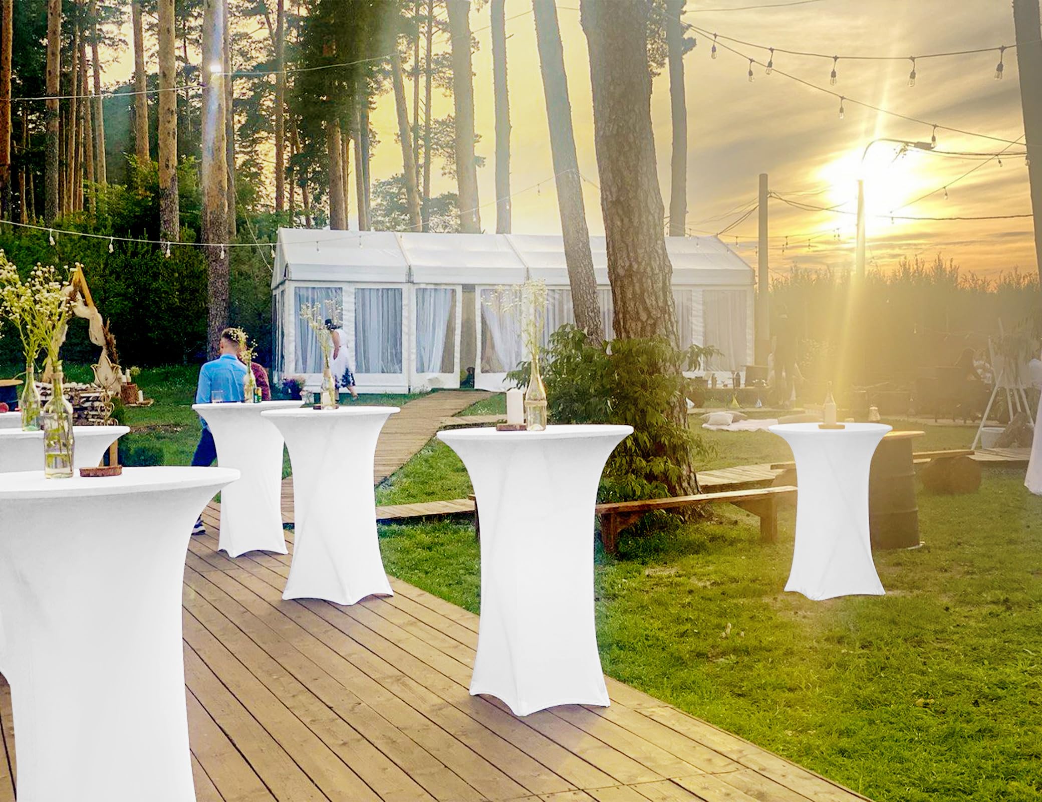 Stretch Statafelhoezen - Cocktailtafelhoes Met Versterking In De Voetzone Witte Hoezen Voor Statafels En Bistrotafels Voor Bistrotafel O 80 85 Cm Set Van 6 Wit