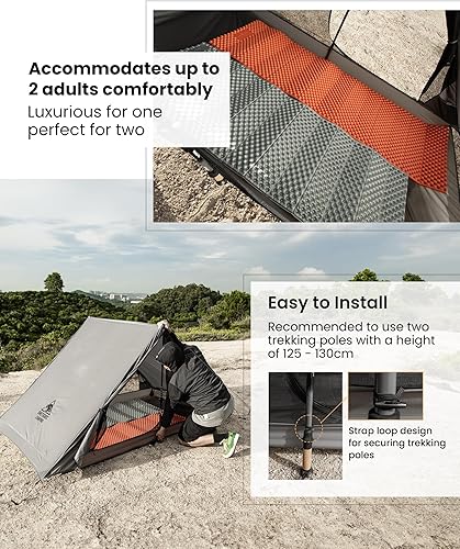 Miniatura 7 de OneTigris HILLRIDGE - Tienda de campaña para mochileros, resistente al viento, para 2 personas, nailon recubierto de 20D SIL, de una sola capa,