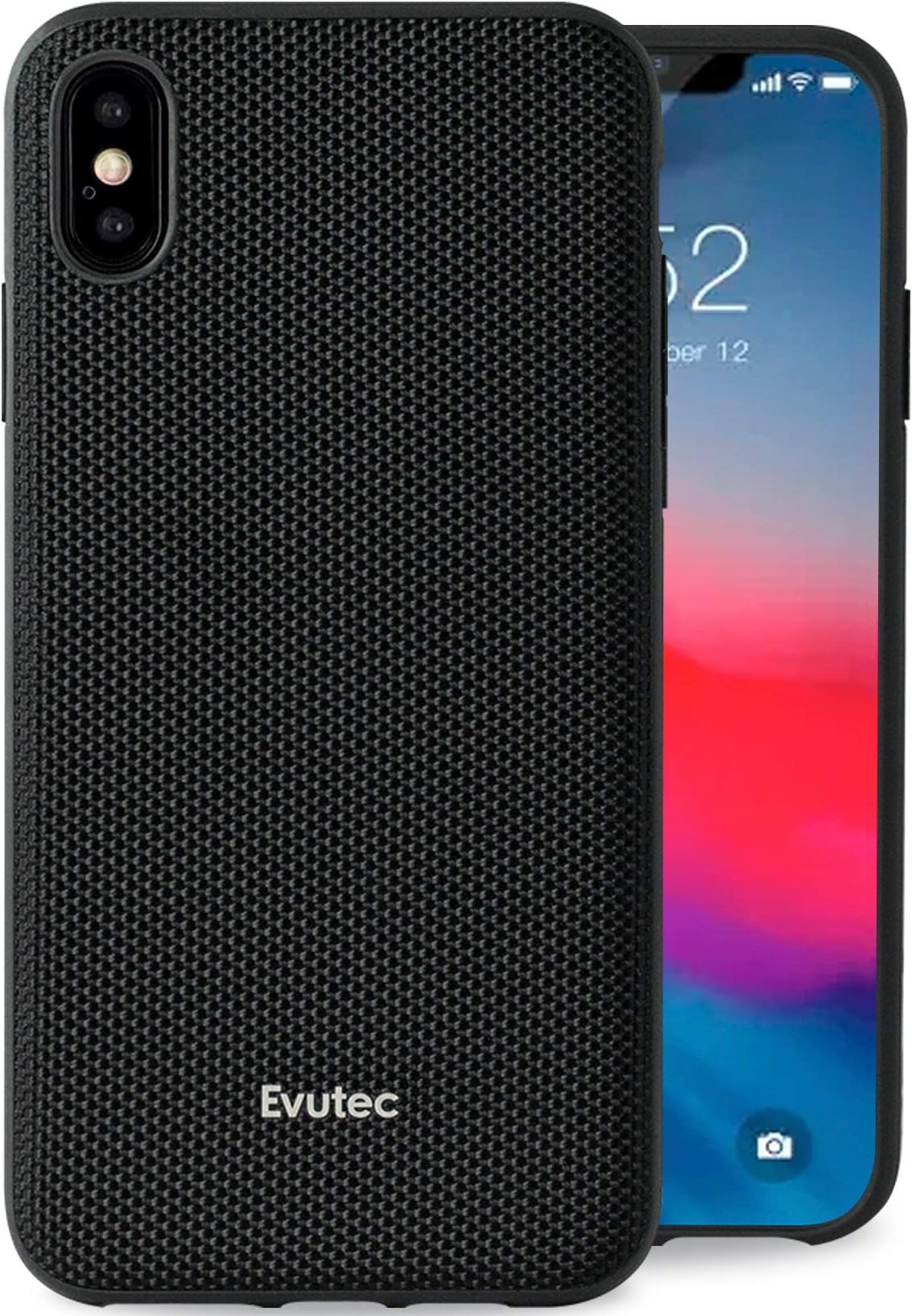 Evutec Compatible with iPhone Xs Max Unique Heavy Duty Case Ballistic Nylon Premium Protective Military Grade Drop Tested Shockproof Phone Cover-Black (AFIX+ Magnetic Mount Included)