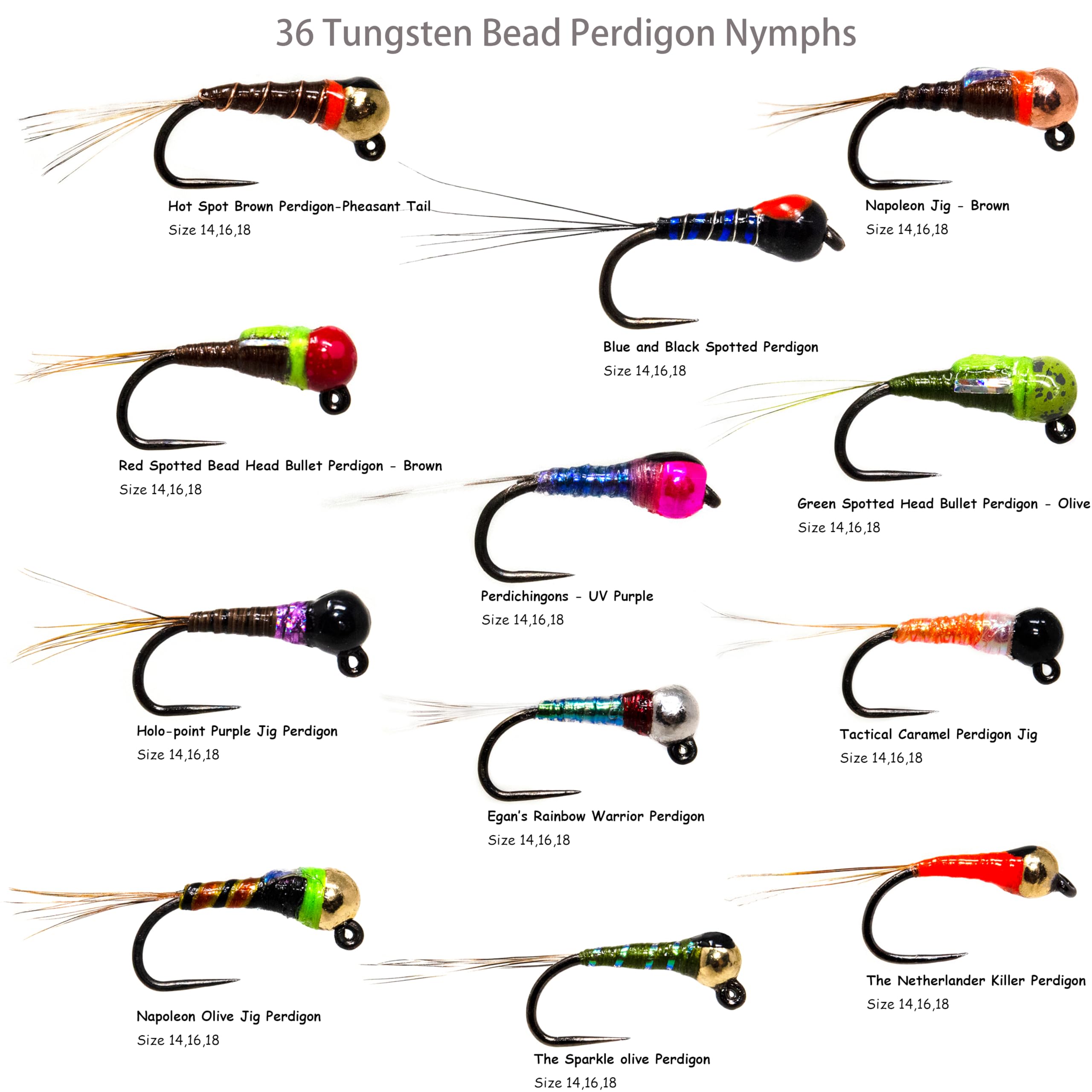Tungsten Mop Jig Fly Size #10 - Euro Nymph Tied on Hanak Hooks - 6ct Pack (Assortment)