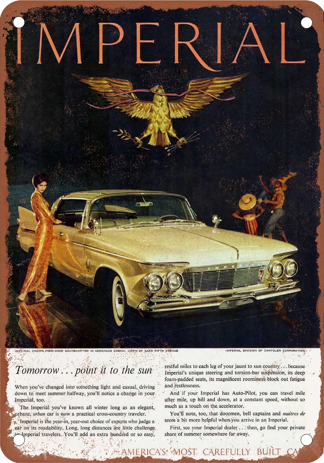 Miaomansenstore Metal Sign - 1961 Imperial Vintage Ad 02 - Old Retro Rusty Look Home Decor