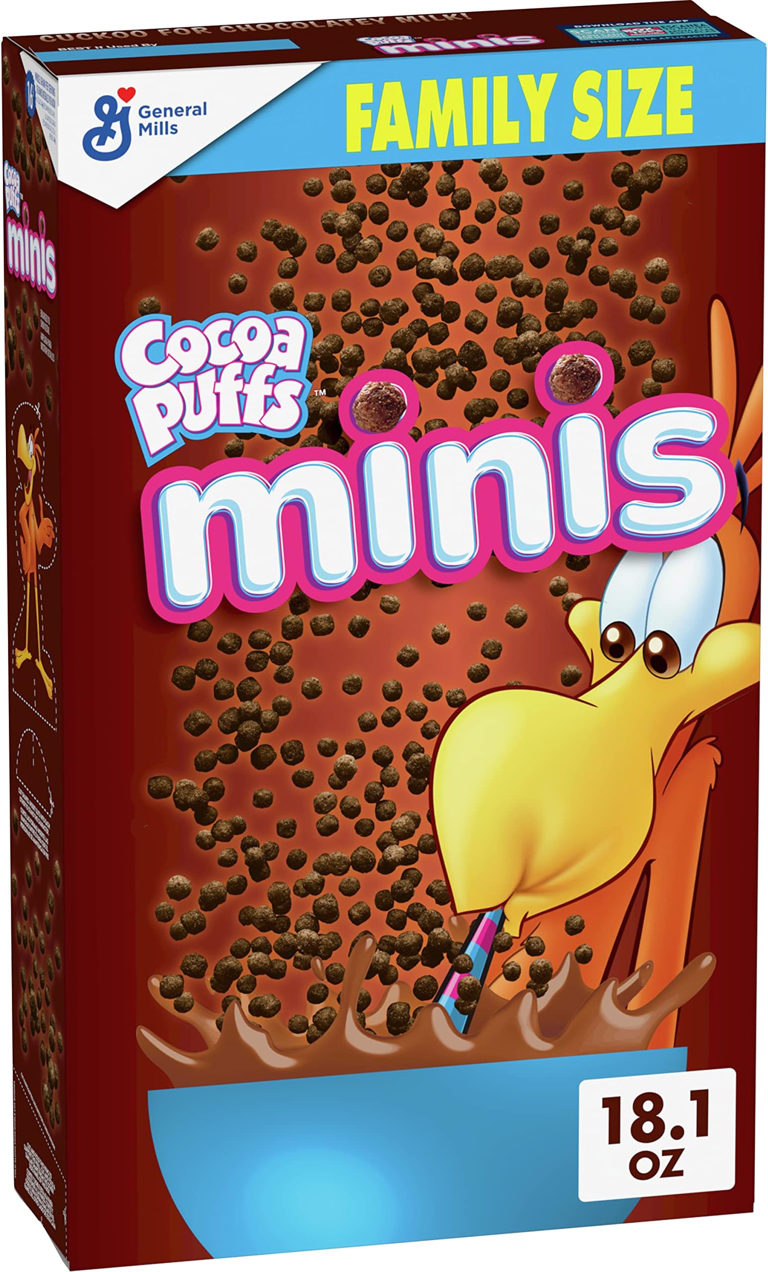 Cocoa Puffs Minis Chocolatey Breakfast Cereal, Made with Whole Grain, Family Size, 18.1 oz