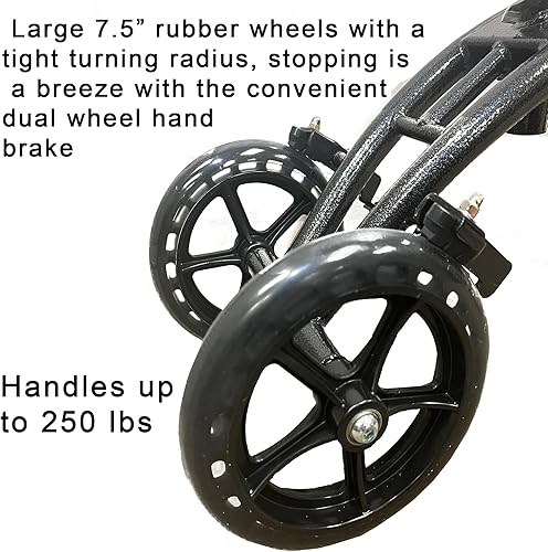 Miniatura 4 de Carex Patineta de rodilla para lesiones de pie con acolchado cómodo, scooter de rodilla orientable para lesiones de pie con freno de mano,