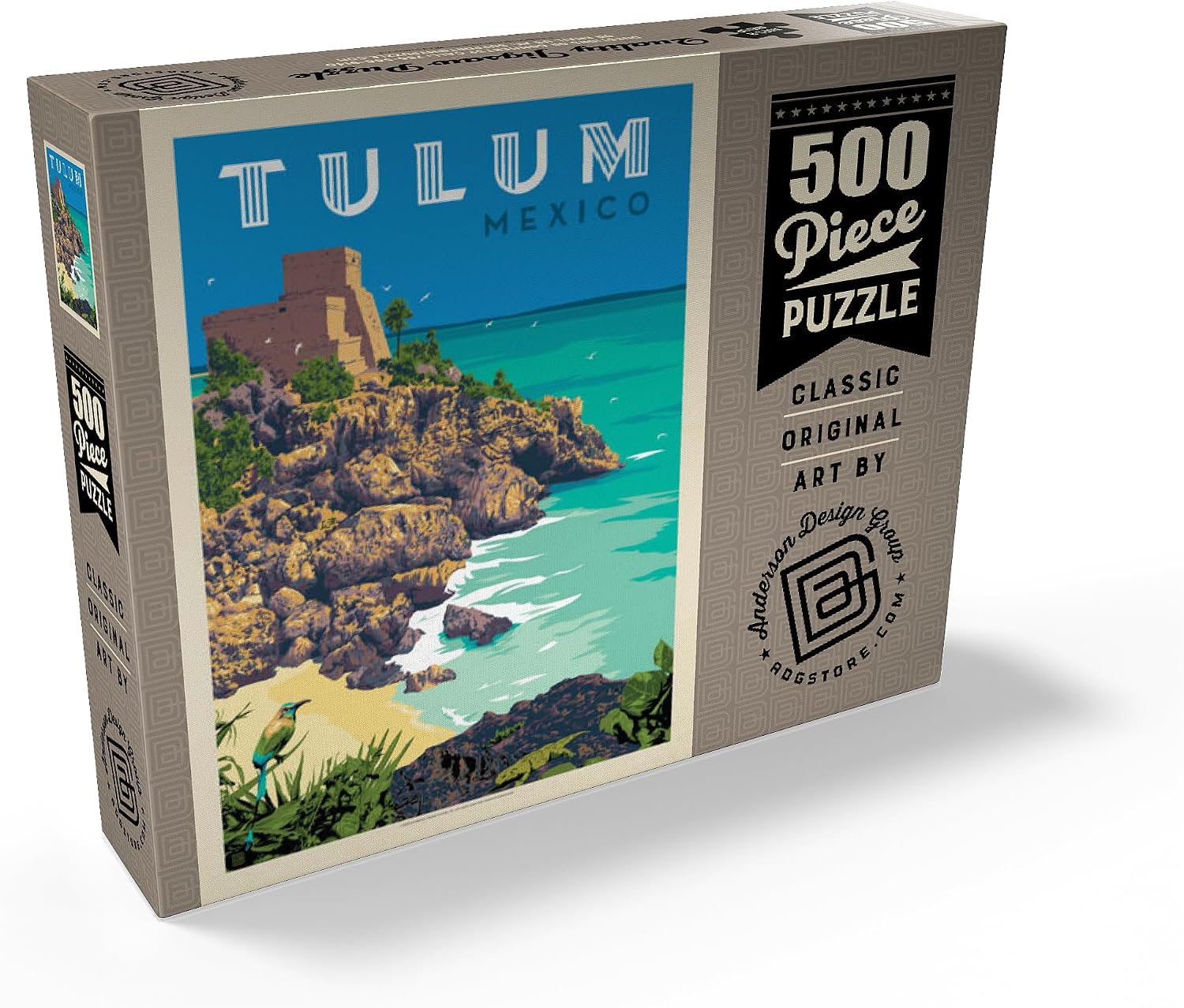 MyPuzzle Mexico: Tulum, Vintage Poster - Premium 500 Piece Jigsaw Puzzle for Adults