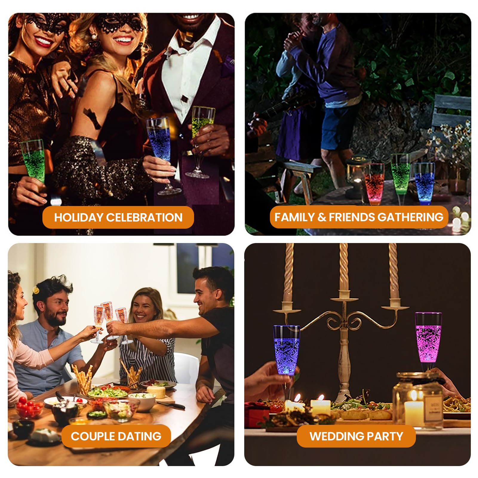 Copa de Cóctel Luminosa LED, Copa Luminosa LED de Larga Duración, Interruptor Automático de Ambiente Interesante de 6 Uds para Club Nocturno