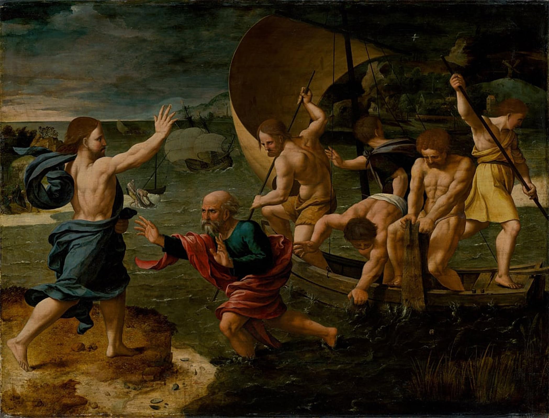 ARTXLXXBN Famous Print Painting Colorful Art Print the Draught of Fishes by Jan Van Scorel Canvas Art Decorations for Home Decor 60x90cm