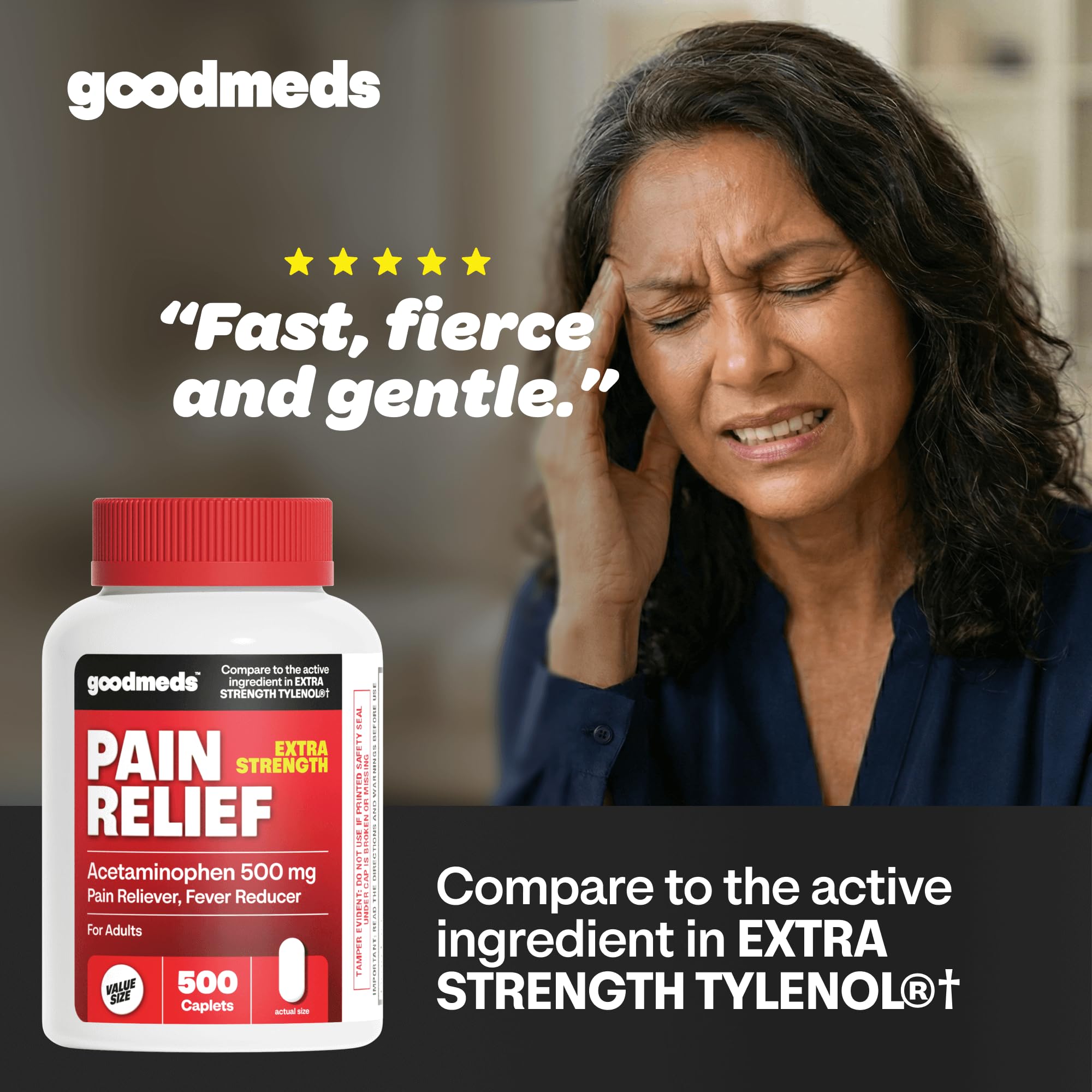 Compare to Extra Strength Tylenol | Acetaminophen 500mg Extra Strength Pain Reliever & Fever Reducer | Headache, Muscle Aches, Back Pain, Cold & Flu Relief, 500 Count — Amazon image 3