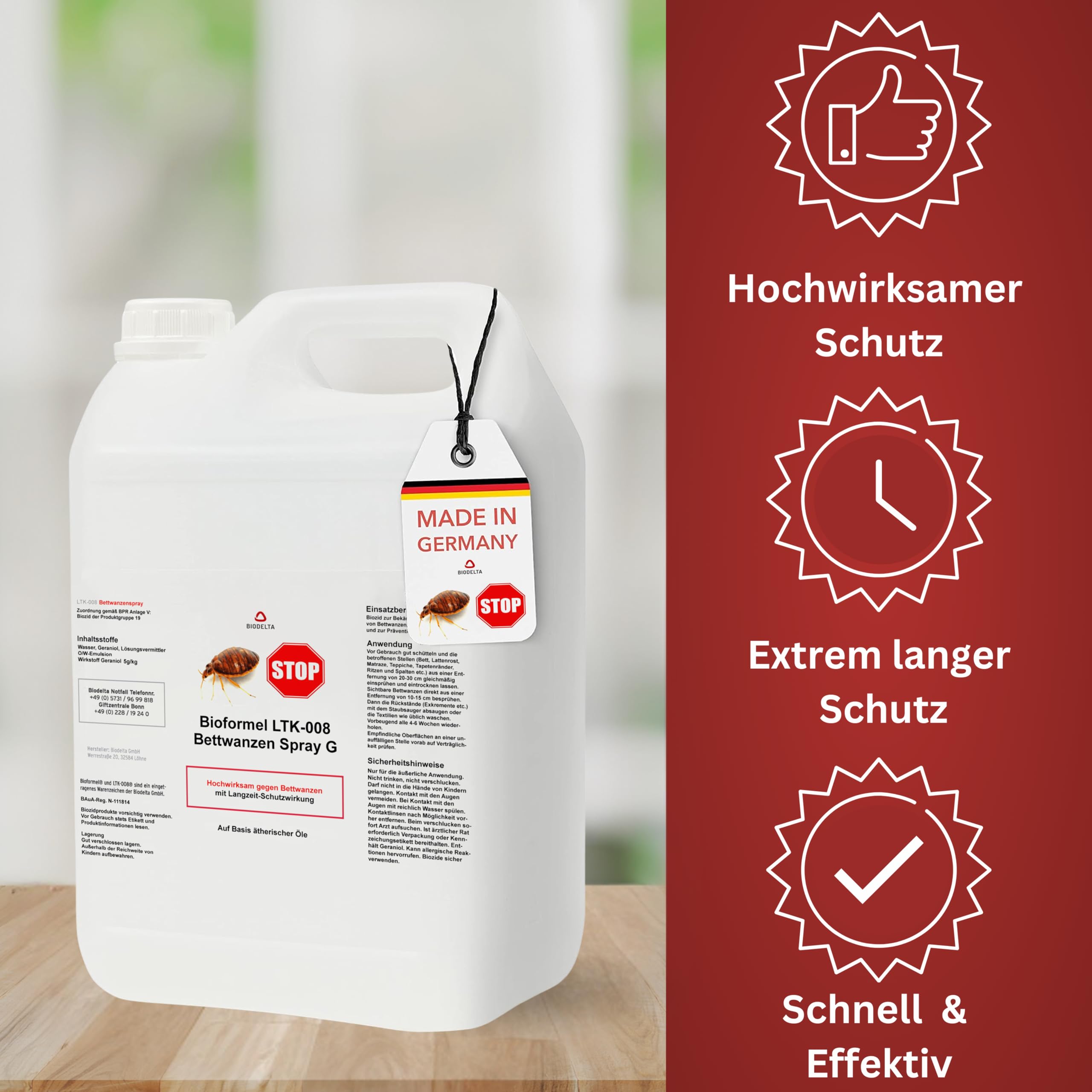 BIODELTA LTK-008 Bettwanzen Bundle 2 x 500ml + 1x 5L - Anti Bettwanzen Mittel mit Langzeitwirkung - hochwirksames Mittel gegen Bettwanzen - vorbeugend & bei akutem Befall - auf Wasserbasis