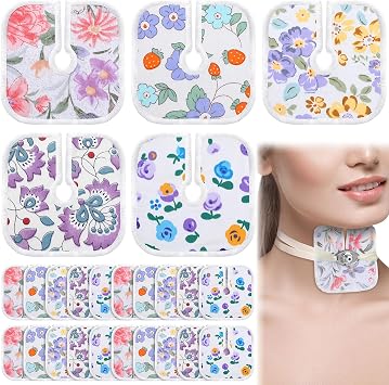Willinglong 20 Pcs 4 x 4 Inches Reusable Trach Acc Tracheostomy Supplies Dressing Pads Absorbent Soft Tracheo Cover Drain Split Sponges for Wound CareFlower Pattern
