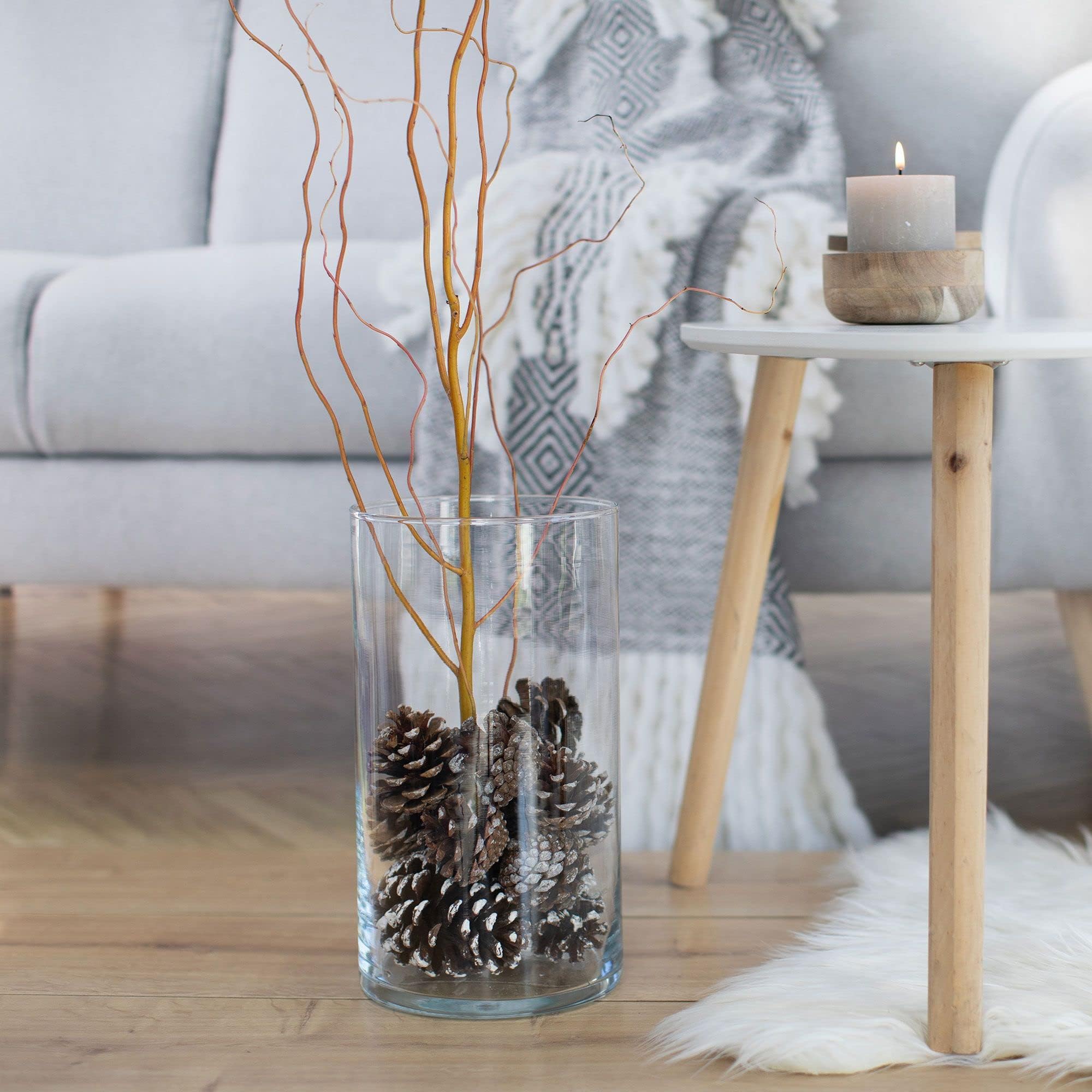 TREND FOR HOME Vaso da Terra Alto da Interno 29 cm Centrotavola Moderno Decorativo Cilindrico Allestimenti Matrimonio di Vetro Trasparente Rotondo, 4900 ml, Ø 15.8 cm, Magnolia