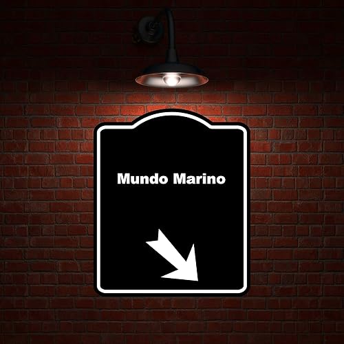 Miniatura 2 de Mundo Marino Spanish Black Sign Arrow Down Right Aluminum Composite Sign 20 x 24 inches