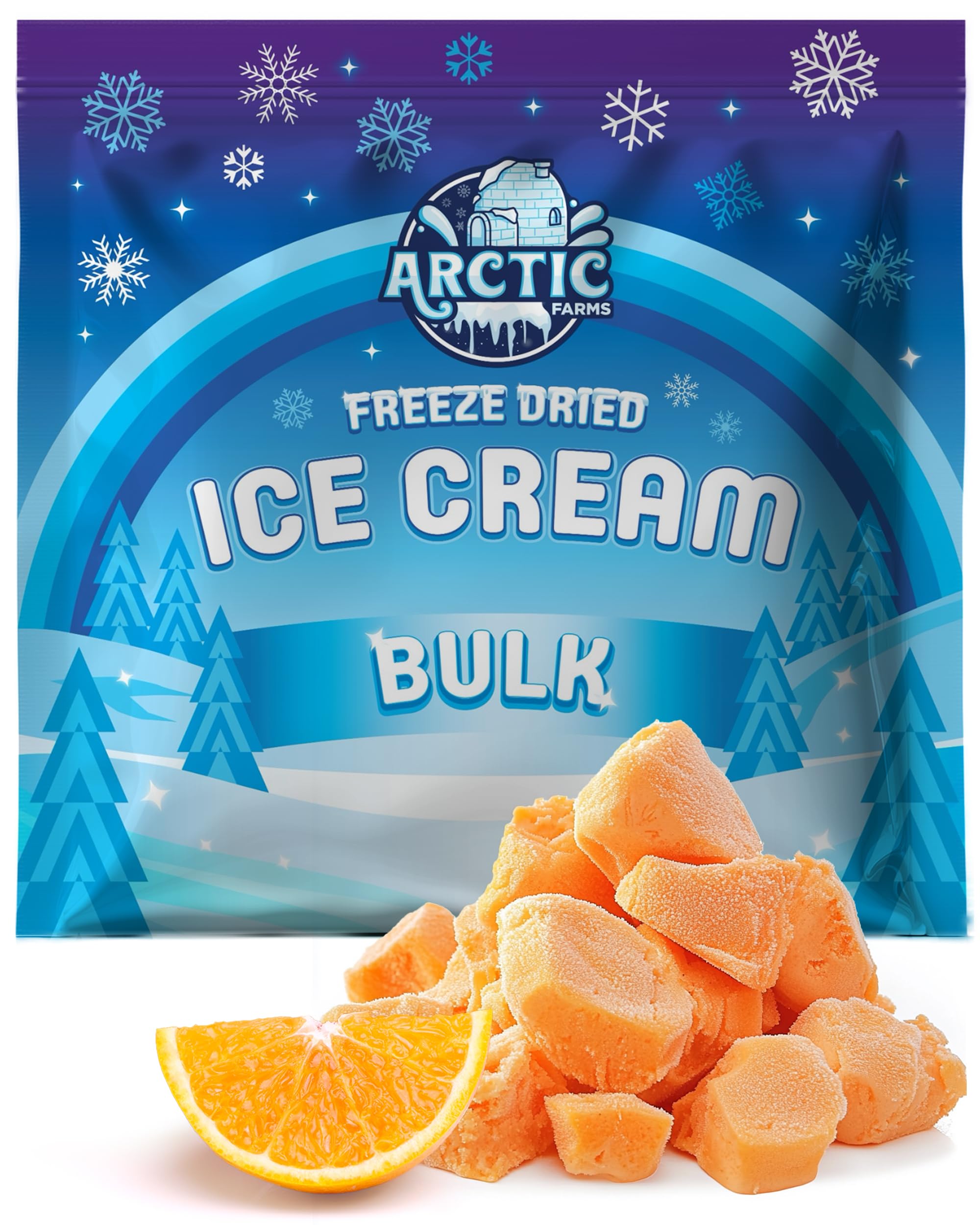 Arctic FarmsFreeze Dried Ice Cream Bits Bagged and Boxed - Does Not Melt (1lb, Orange)