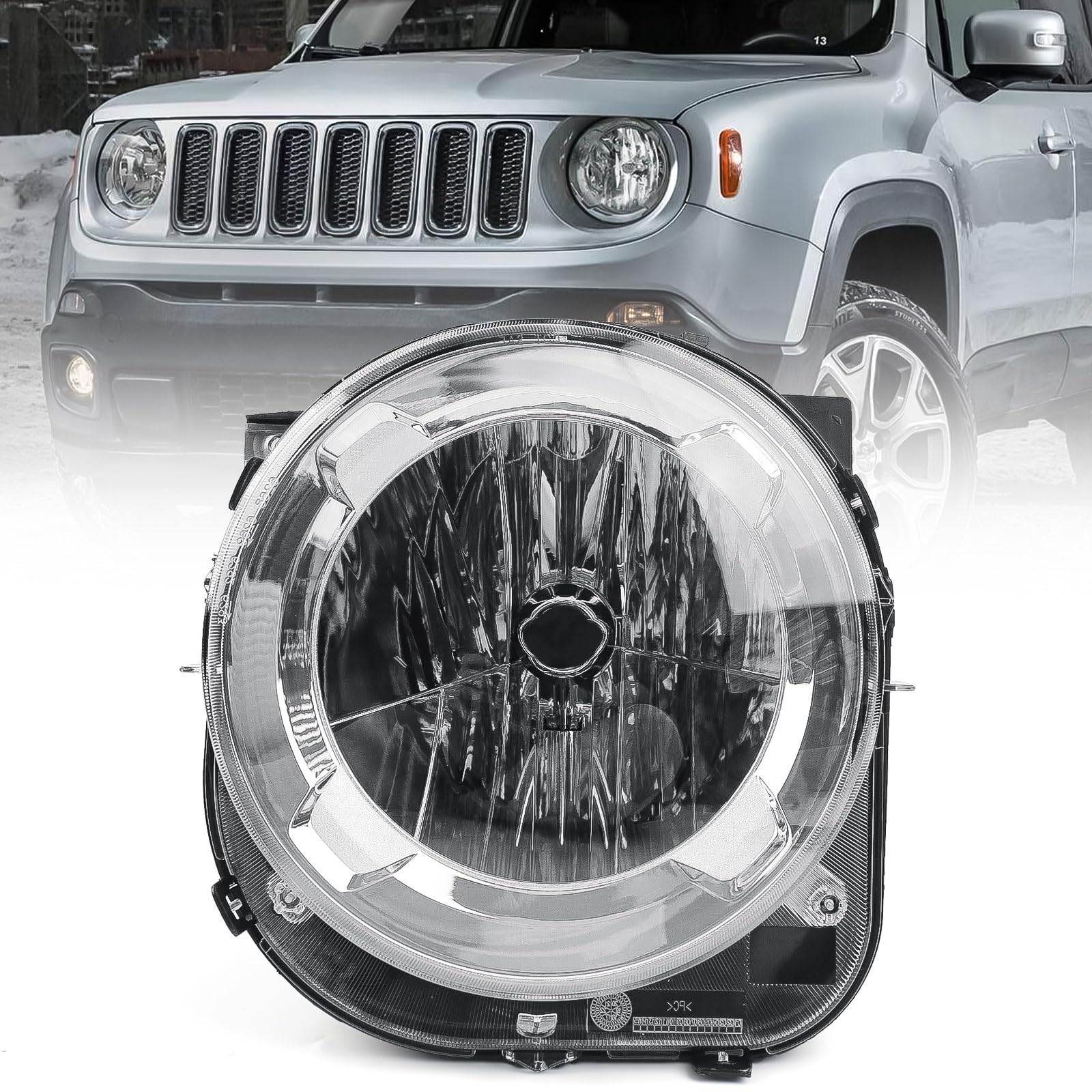 Headlight Assembly for Jeep Renegade 2015-2018 Halogen Type Head Lamp Replacement Driver Side 68256570AA CH2502273 LH