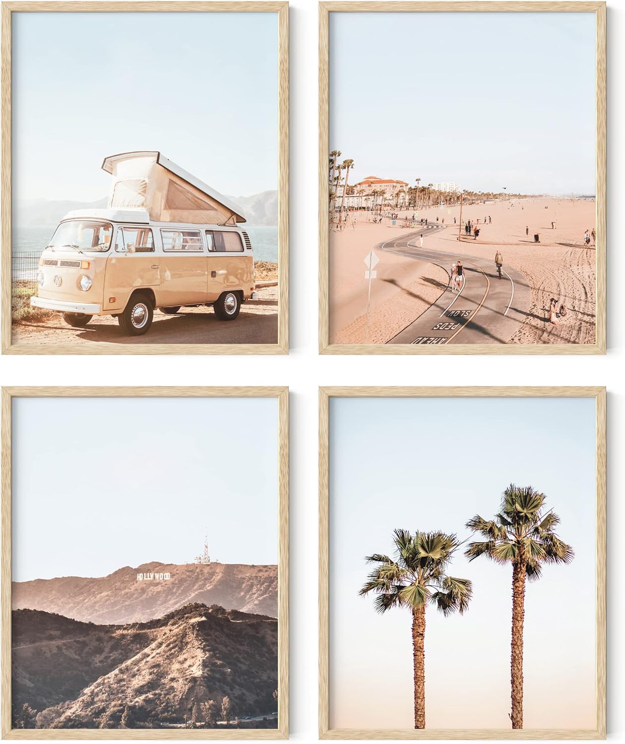 HAUS AND HUES Beach Decor and Art Prints - Set of 4 Coastal & Prints, Decorations for Home, Bathroom Decor, Wall Posters (16x20, Framed Beige), 16x20 Beige Framed