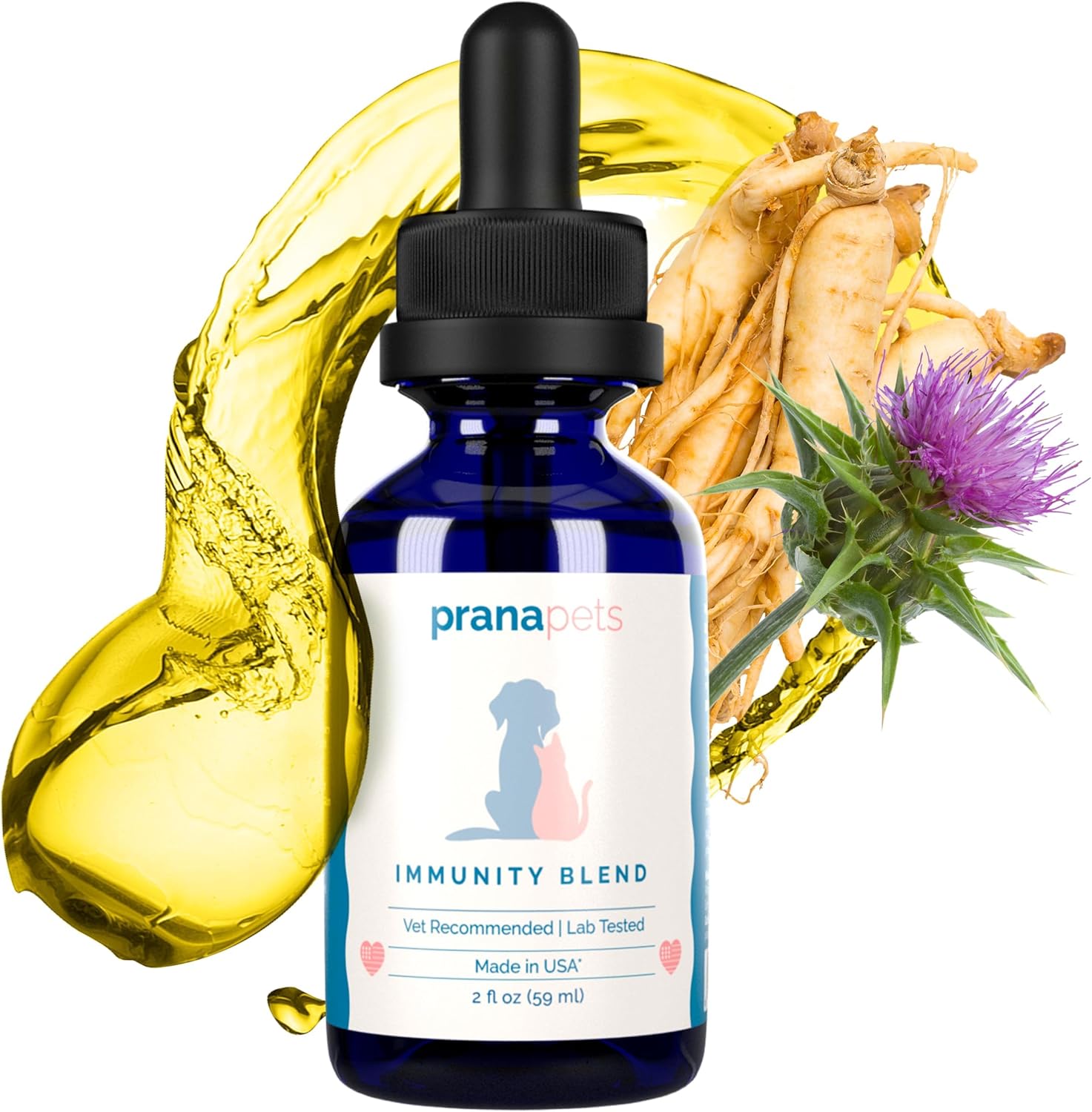 PranaPets Immunity Blend Supplement for Dogs & Cats | Naturally Helps Relieve Fatigue & Weakness in Pets | Promoting Increased Energy, Normal Appetite & Immune Support (59ml)
