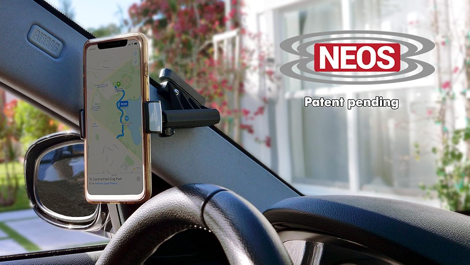NEOS Magnetic Vehicle Phone Holder (Phone Mount D) Best and Reliable Windshield Universal Car Mount for iPhone, Samsung, Moto, Huawei, Nokia, LG, Smartphones, Black